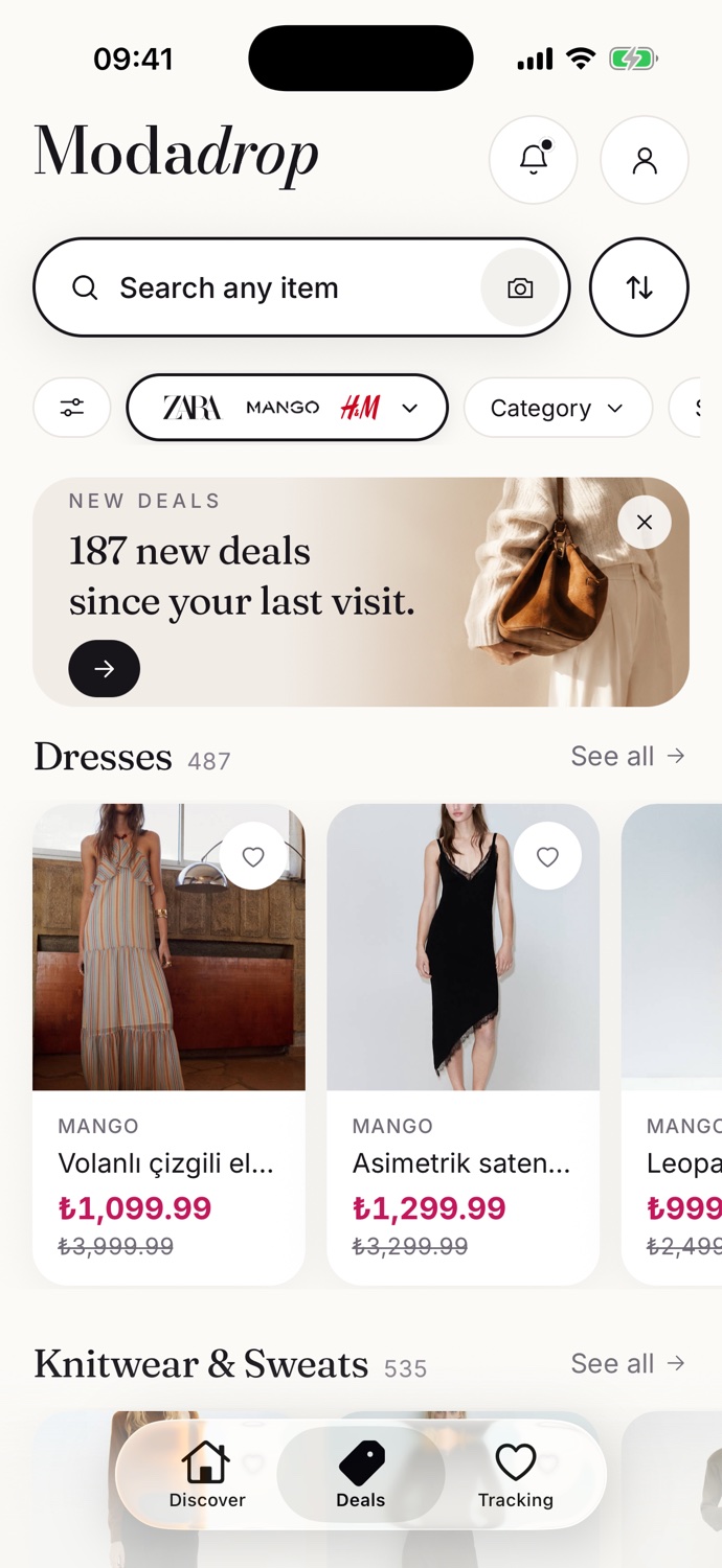 Modadrop deals feed